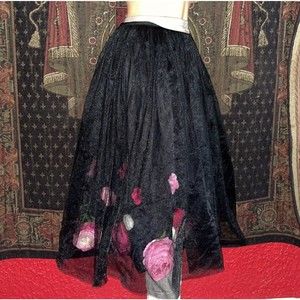 Boho Chic big roses•flowers funky gypsy peasant petticoat tutu Easter Skirt m